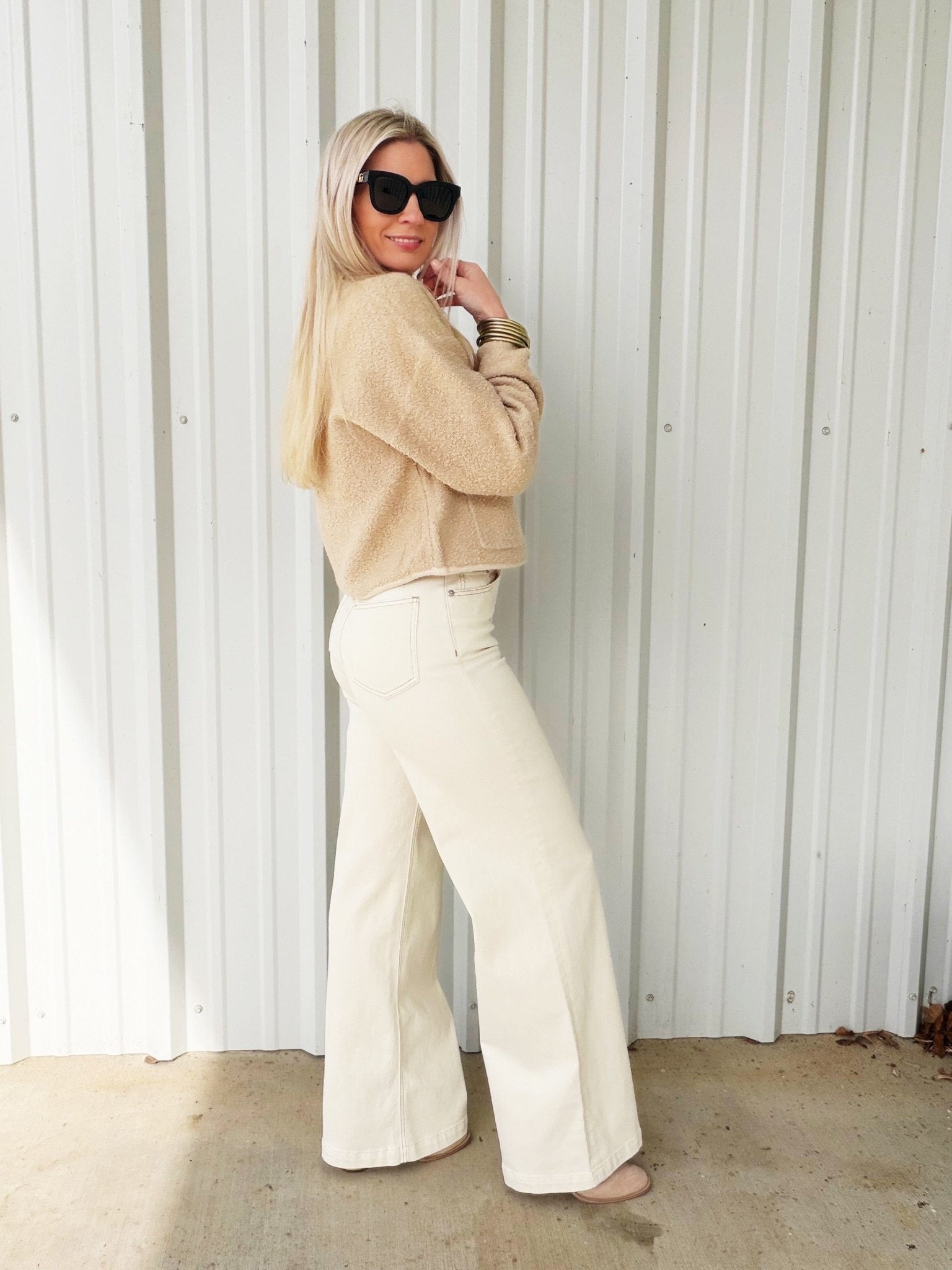 Pistola Lana High Rise Wide Leg Jean in Ecru - Infinity Raine