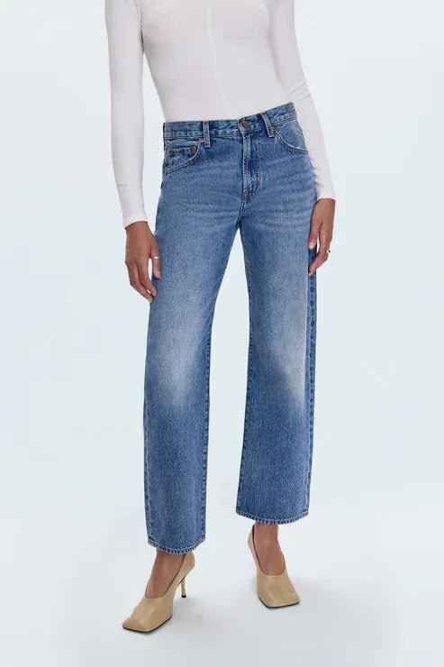 PISTOLA Lexi Mid Rise Bowed Straight Jean In Metropolis - Infinity Raine