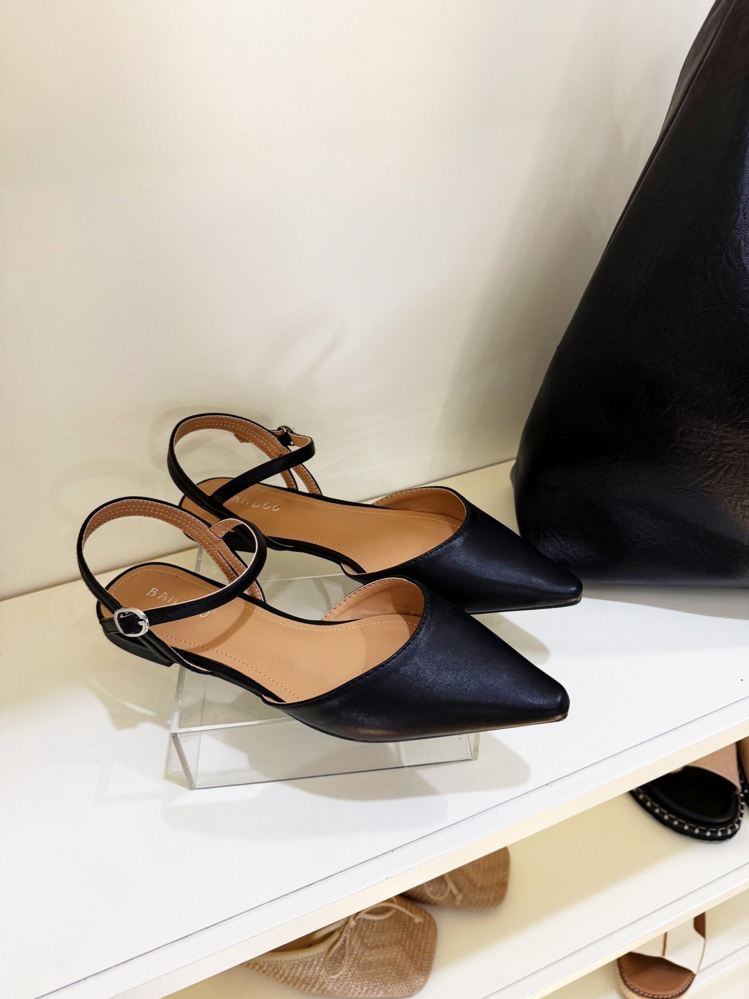 Pointed Toe Slingback Flats In Black - Infinity Raine