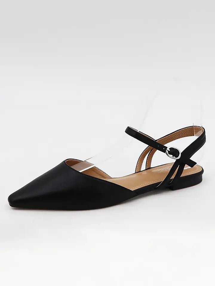 Pointed Toe Slingback Flats In Black - Infinity Raine