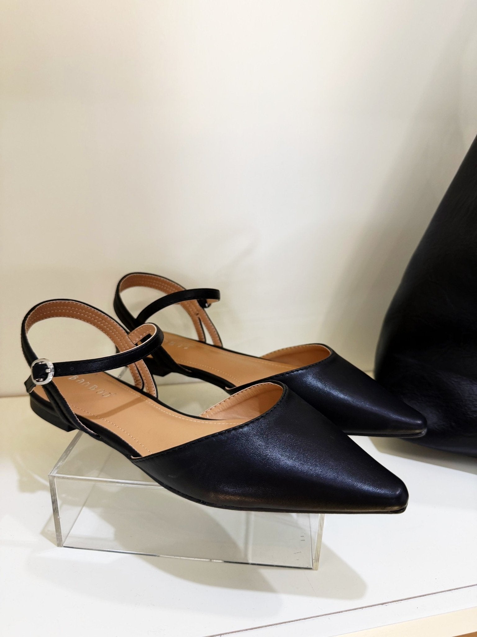 Pointed Toe Slingback Flats In Black - Infinity Raine