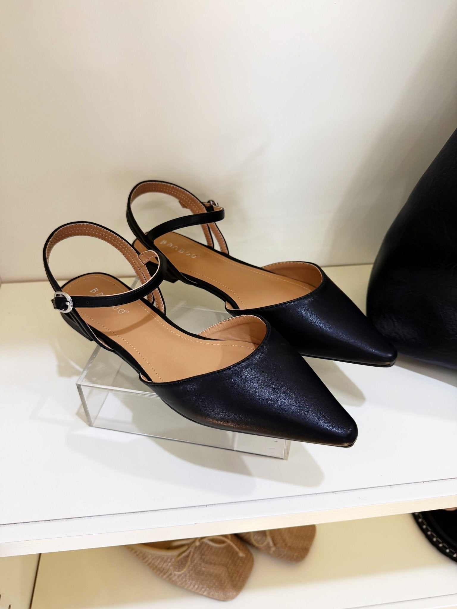 Pointed Toe Slingback Flats In Black - Infinity Raine