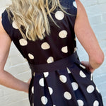 Polka Dot Button Down Belted Shirt Maxi Dress In Black - Infinity Raine