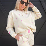 Polka Dot Printed Shorts In Cream/Pink - Infinity Raine