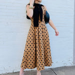 Polka Dot Seam Detail Maxi Dress In Mocha - Infinity Raine