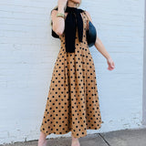 Polka Dot Seam Detail Maxi Dress In Mocha - Infinity Raine