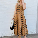 Polka Dot Seam Detail Maxi Dress In Mocha - Infinity Raine