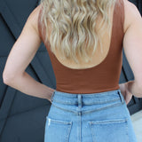 Ponte Basic Bodysuit In Brown - Infinity Raine