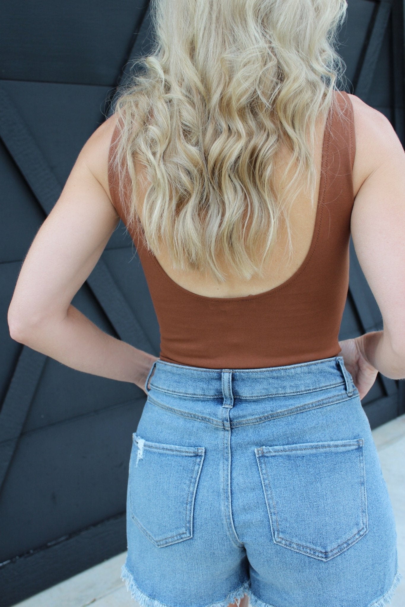 Ponte Basic Bodysuit In Brown - Infinity Raine
