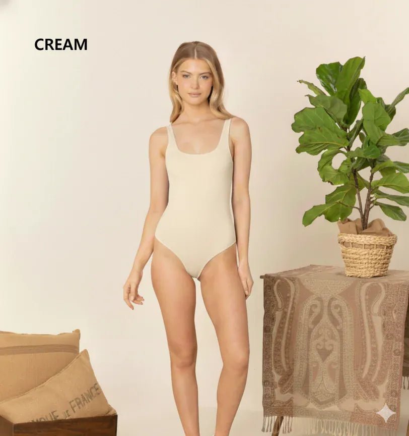 Ponte Basic Bodysuit In Cream - Infinity Raine