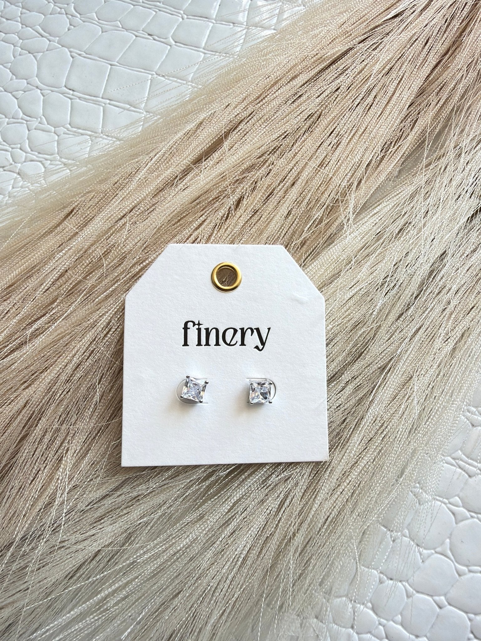 Princess Cut CZ Stud Earing In Silver - Infinity Raine