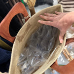 Printed Jute Tote-Blue - Infinity Raine