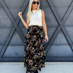 Autumn Floral Maxi Skirt In Black - Infinity Raine
