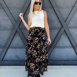 Autumn Floral Maxi Skirt In Black - Infinity Raine