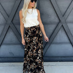 Autumn Floral Maxi Skirt In Black - Infinity Raine