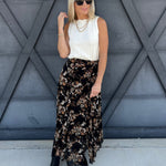 Autumn Floral Maxi Skirt In Black - Infinity Raine