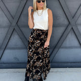 Autumn Floral Maxi Skirt In Black - Infinity Raine