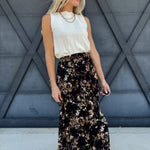 Autumn Floral Maxi Skirt In Black - Infinity Raine