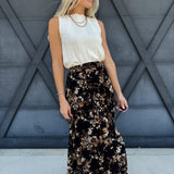 Autumn Floral Maxi Skirt In Black - Infinity Raine
