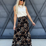 Autumn Floral Maxi Skirt In Black - Infinity Raine