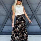 Autumn Floral Maxi Skirt In Black - Infinity Raine