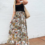 Promesa Bottoms - Skirts Smocked Floral Maxi  Skirt In Black