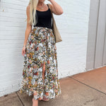 Promesa Bottoms - Skirts Smocked Floral Maxi  Skirt In Black