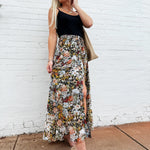 Promesa Bottoms - Skirts Smocked Floral Maxi  Skirt In Black