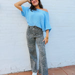Promesa Tops - Blouses Short Sleeve Pointelle Ribbed Knit Sweater In Light Blue