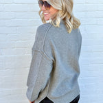 Embroidered Tiger Exposed Seam Knit Sweater In Grey - Infinity Raine