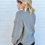 Embroidered Tiger Exposed Seam Knit Sweater In Grey - Infinity Raine