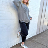 Embroidered Tiger Exposed Seam Knit Sweater In Grey - Infinity Raine