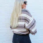 Promesa Tops - Sweaters Striped Knit Dolman Sleeve Sweater In Taupe