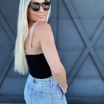 Colorblock Cropped Tank Top Sweater In Black - Infinity Raine