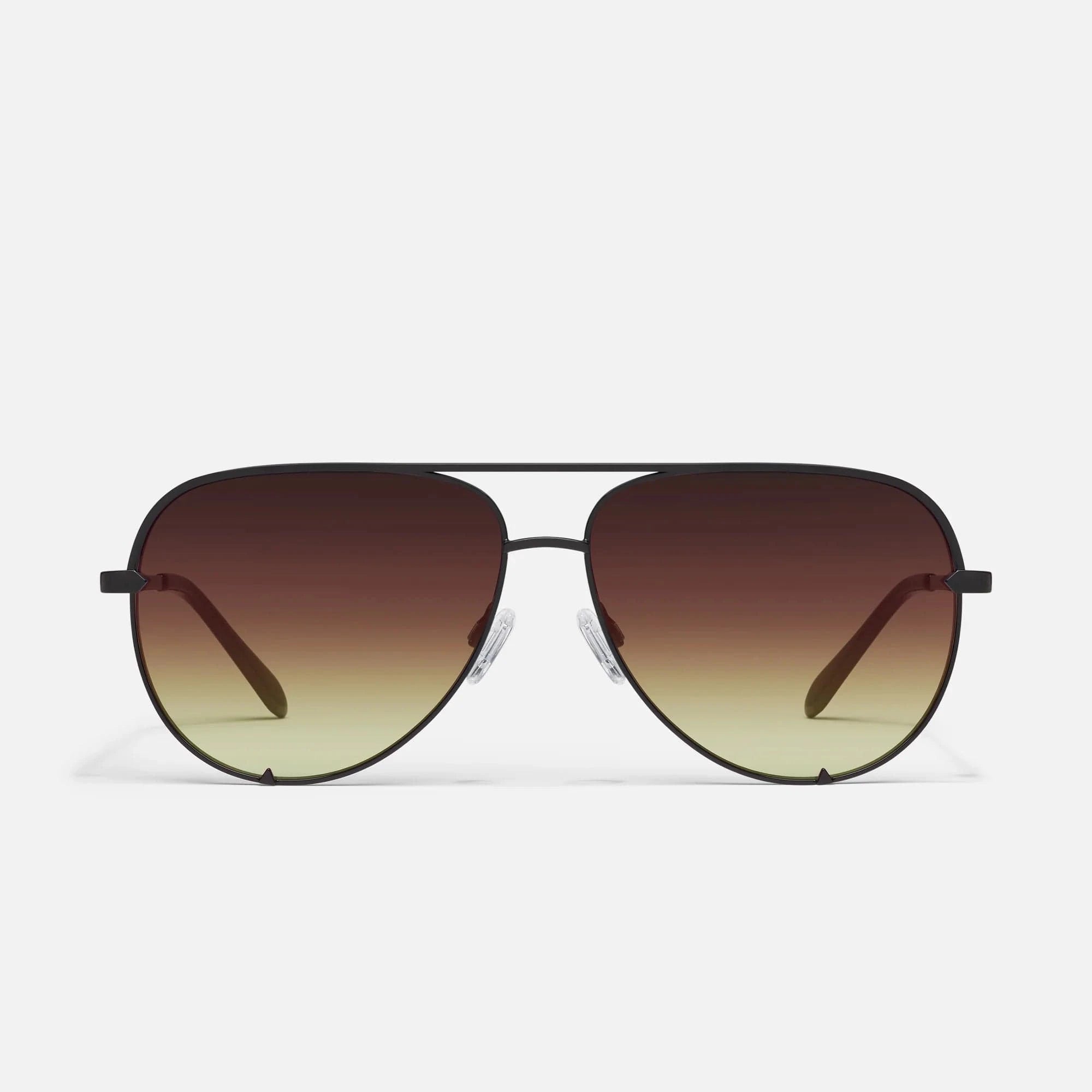 QUAY High Key Sunnies In Brown Yellow - Infinity Raine