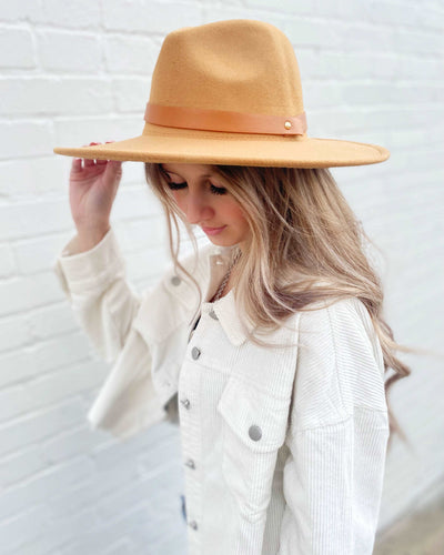 Beach Side Wide Brim Dandy Panama Hat-Camel - Infinity Raine