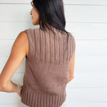 Quiet Cabin Days Ribbed Mock Neck Sweater Top In Brown - Infinity Raine