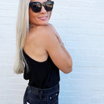 Racer Back Side Slit Cami In Black - Infinity Raine