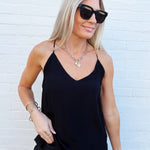 Racer Back Side Slit Cami In Black - Infinity Raine