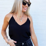 Racer Back Side Slit Cami In Black - Infinity Raine