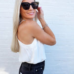 Racer Back Side Slit Cami In Off White - Infinity Raine