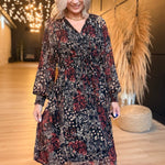 Radiant Nights Midi Dress In Black Multi - Infinity Raine
