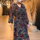Radiant Nights Midi Dress In Black Multi - Infinity Raine