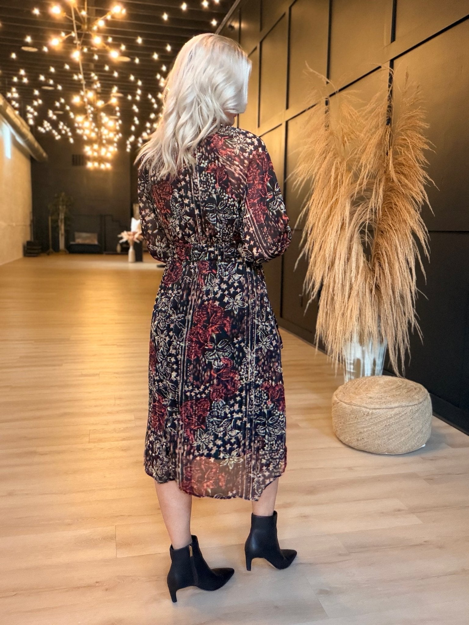 Radiant Nights Midi Dress In Black Multi - Infinity Raine