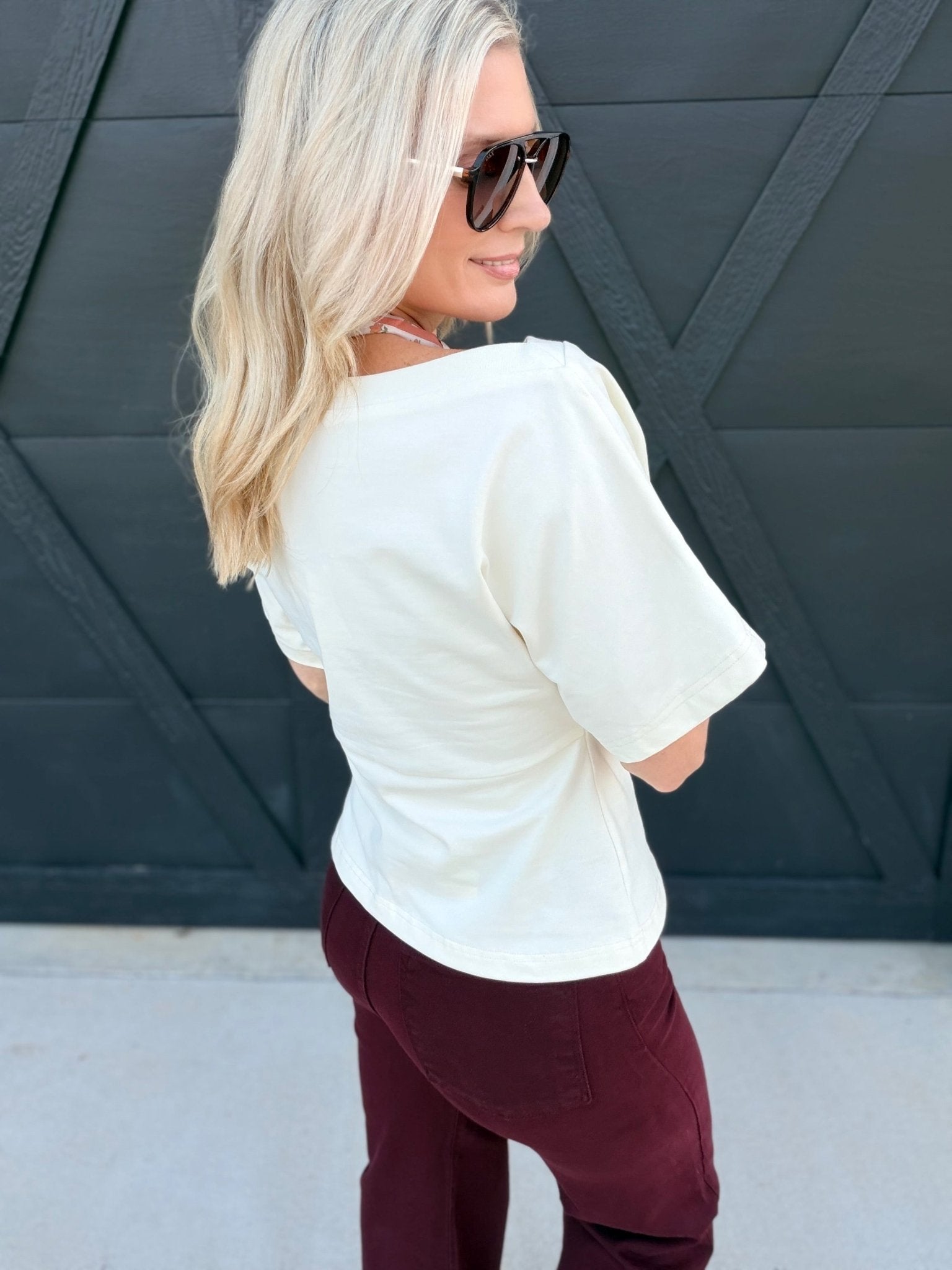 Rae Off Shoulder Cotton Knit Top In Cream - Infinity Raine