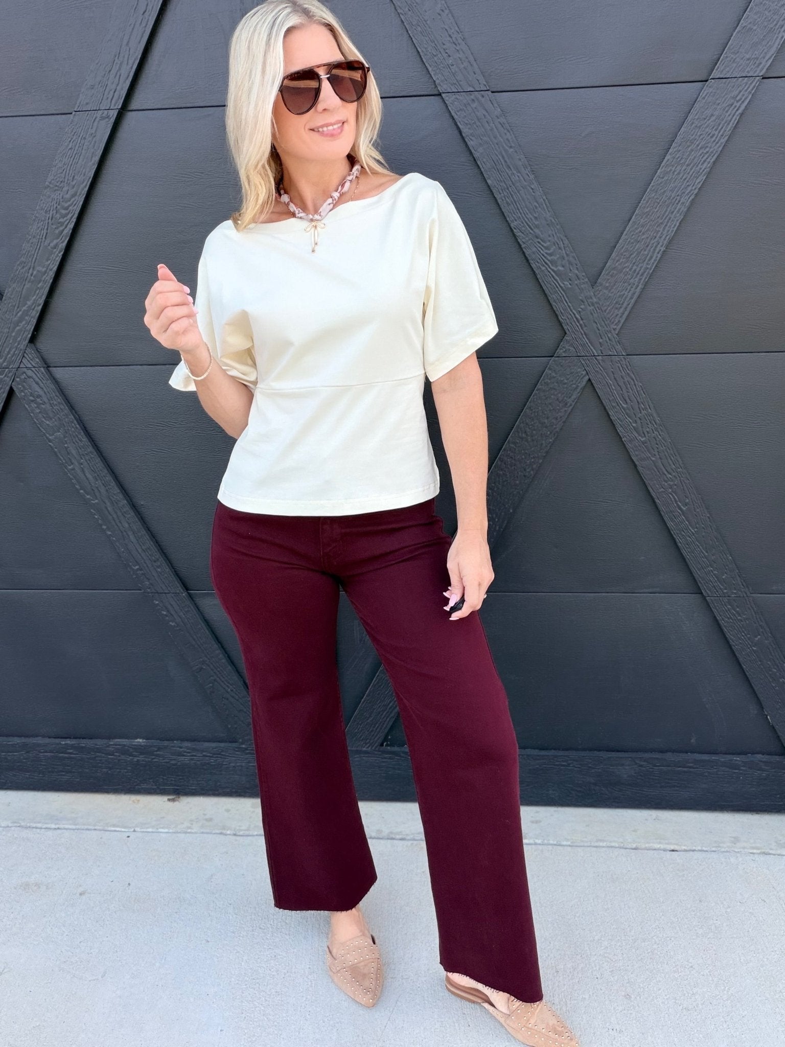 Rae Off Shoulder Cotton Knit Top In Cream - Infinity Raine