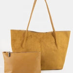 Rectangle Suede Leather Tote Bag In Light Brown - Infinity Raine