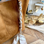 Rectangle Suede Leather Tote Bag In Light Brown - Infinity Raine