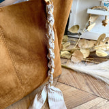 Rectangle Suede Leather Tote Bag In Light Brown - Infinity Raine