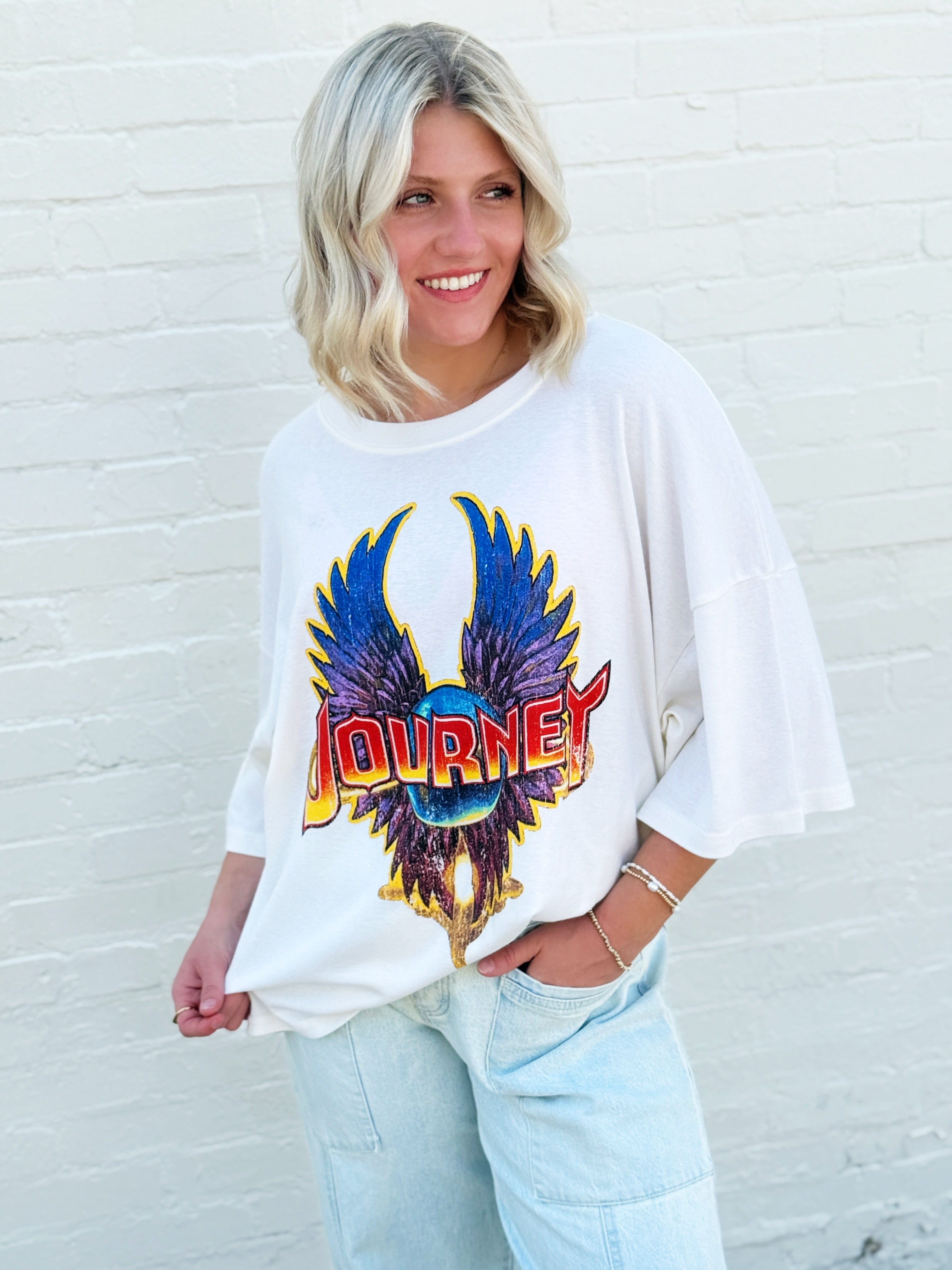 Journey Graphic Tee In Pearl - Infinity Raine